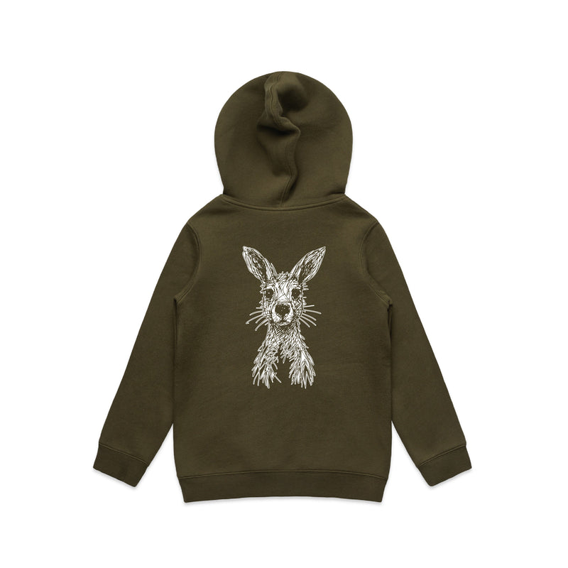 Wallaby Stencil - Kids Hoodie Australian Wildlife Hub