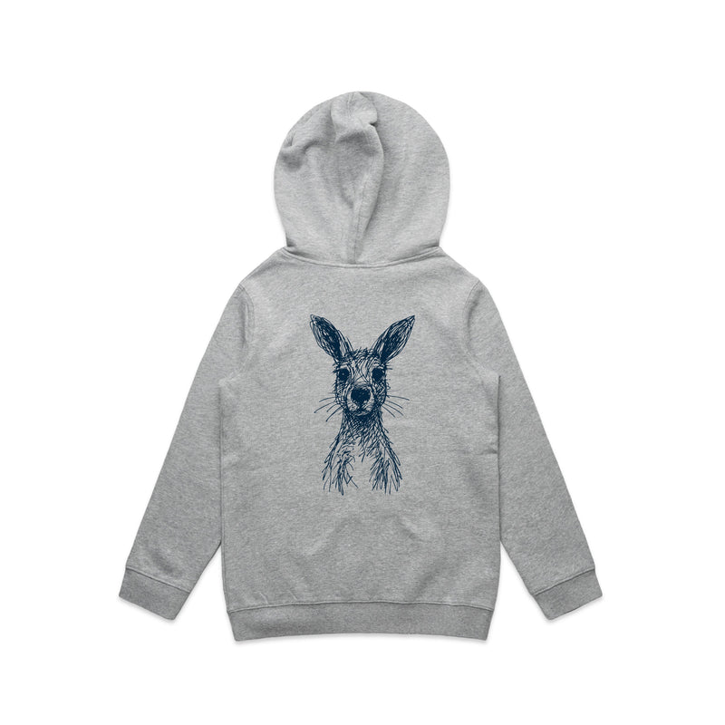 Wallaby Stencil - Kids Hoodie Australian Wildlife Hub