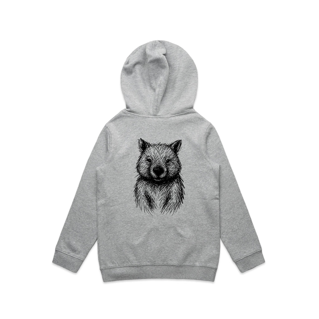 Wombat Stencil - Kids Hoodie Australian Wildlife Hub