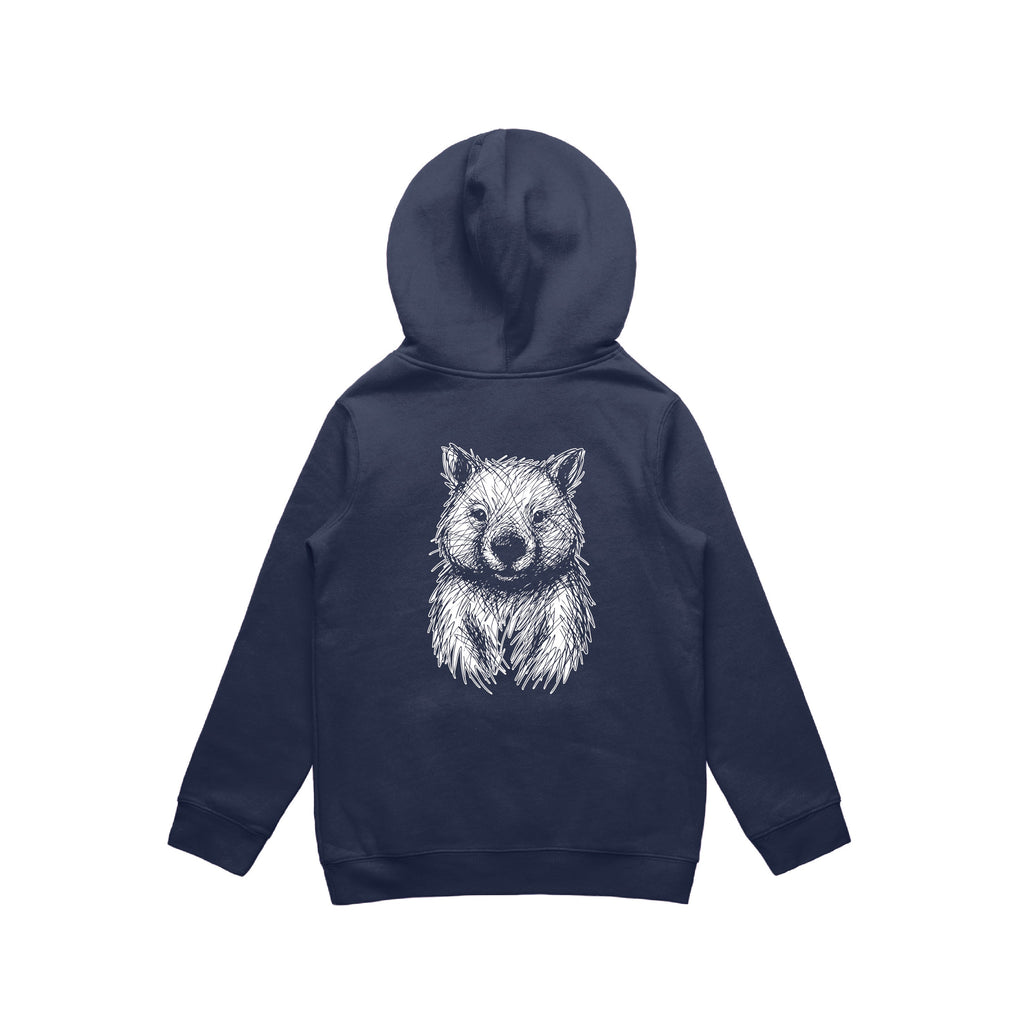 Wombat Stencil - Kids Hoodie Australian Wildlife Hub
